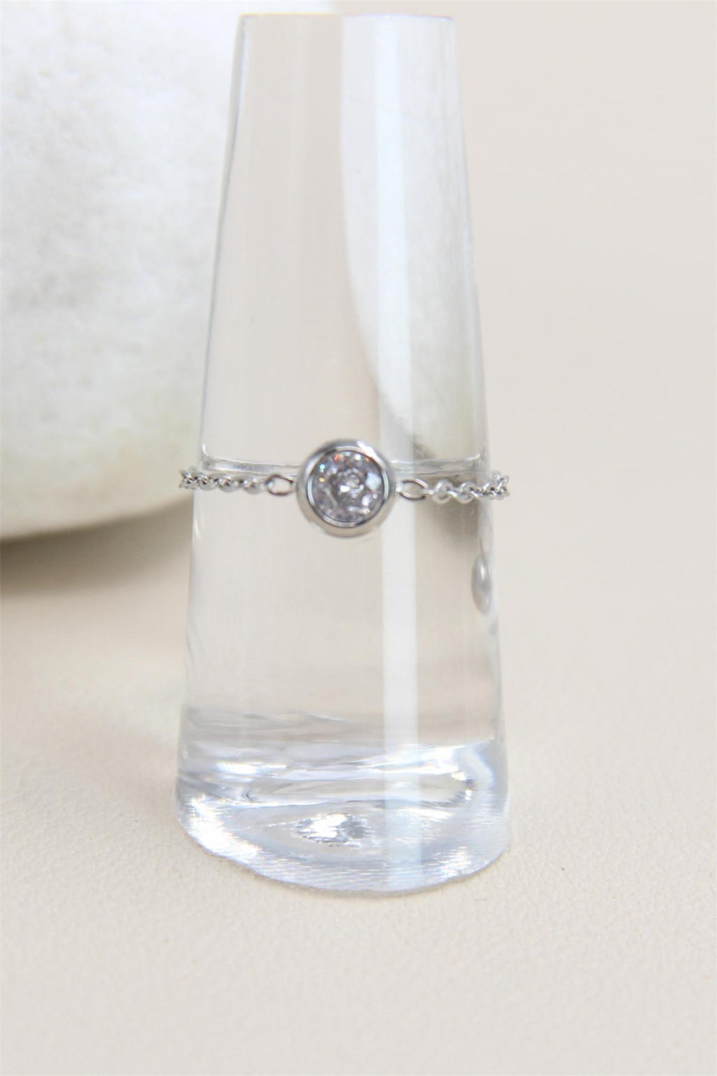 Bague chainette argenté strass