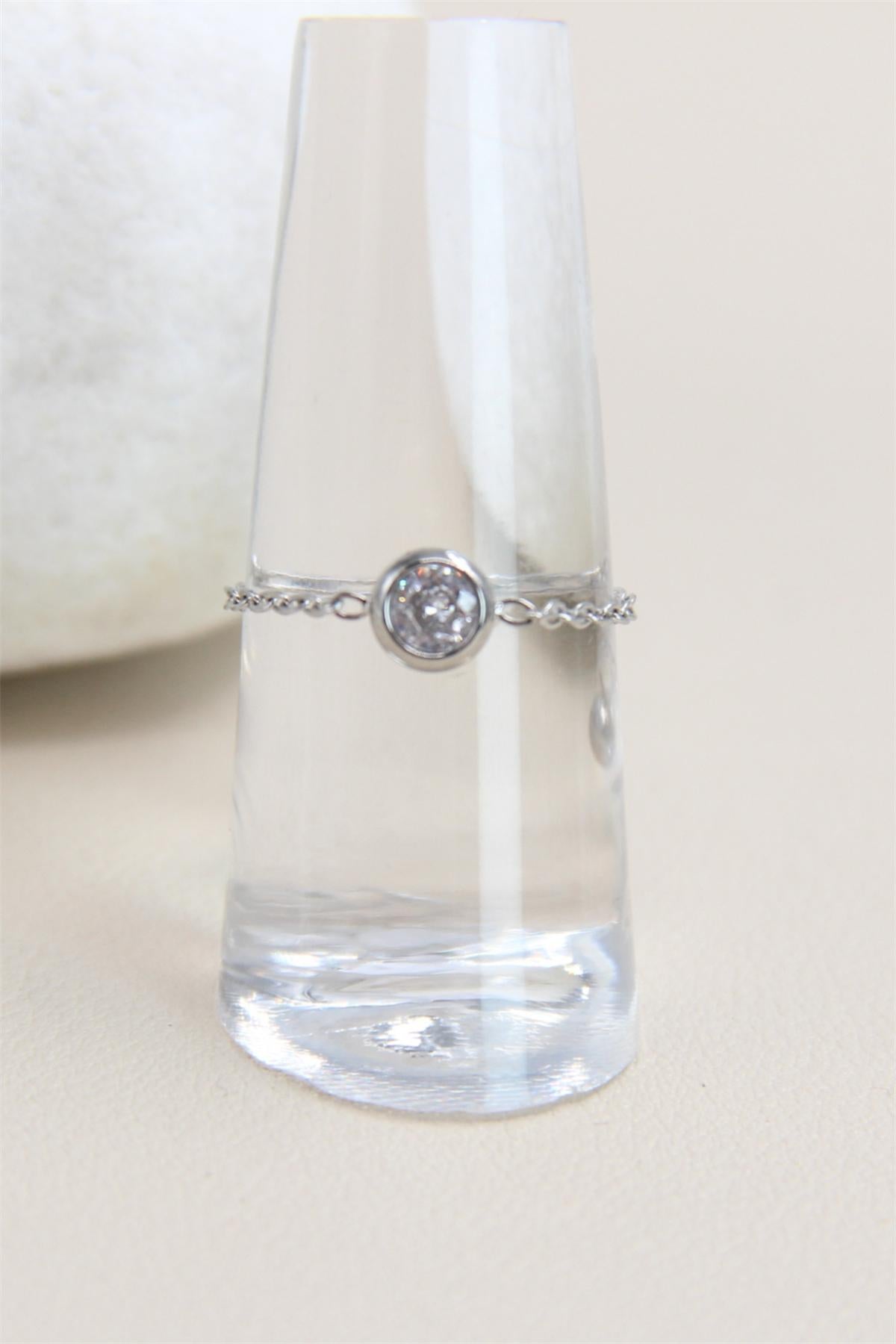 Bague chainette argenté strass