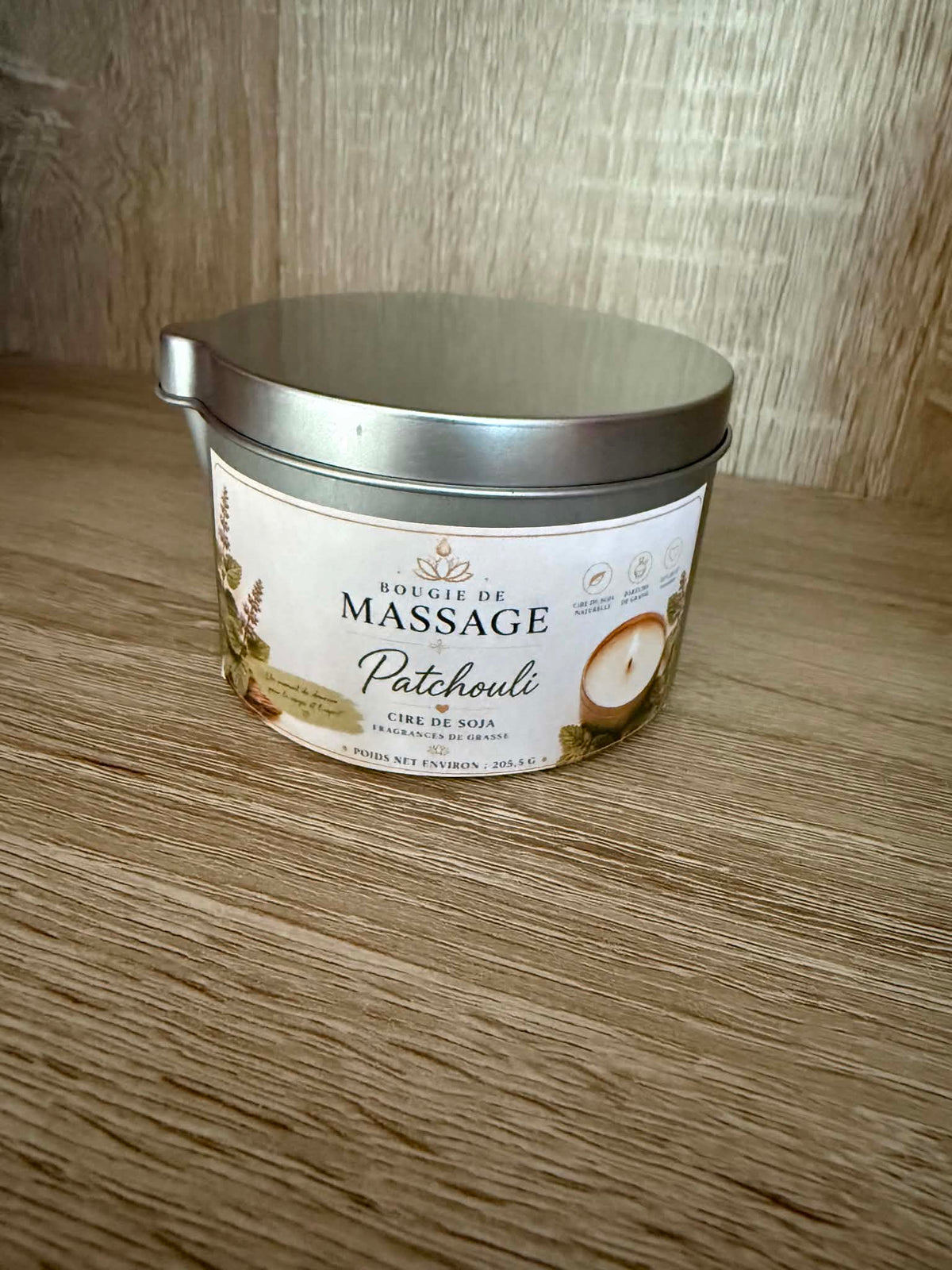 Bougie de massage 2en1 PATCHOULI