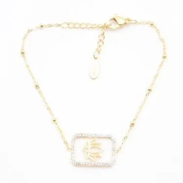 Bracelet pendentif strass et lotus