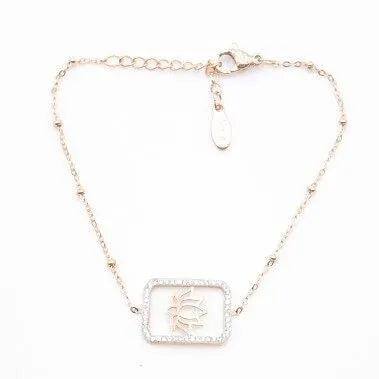 Bracelet pendentif strass et lotus