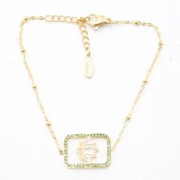 Bracelet pendentif strass et lotus