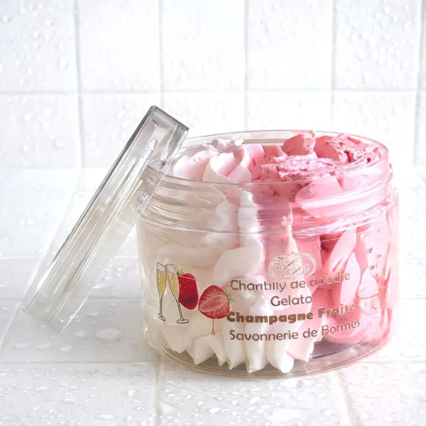 chantilly de douche CHAMPAGNE FRAISE 100g gelato douche et bain