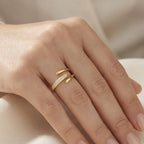 Bague acier double rang avec strass