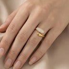 Bague acier ouverte design avec strass