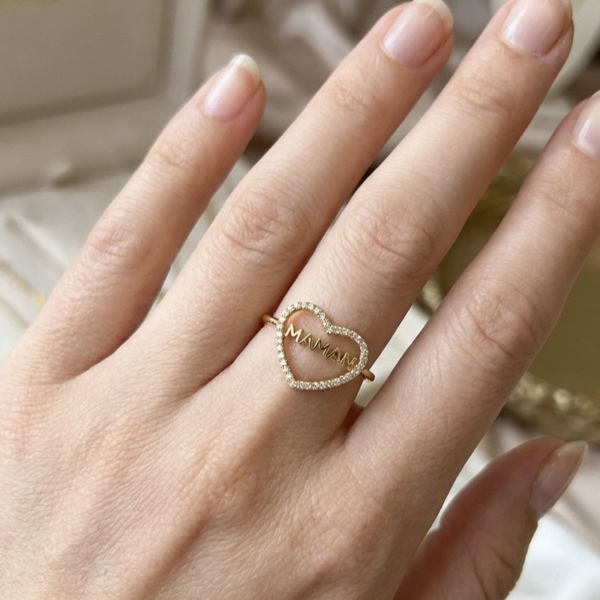 Bague Maman "Doré" réglable en Acier inoxydable
