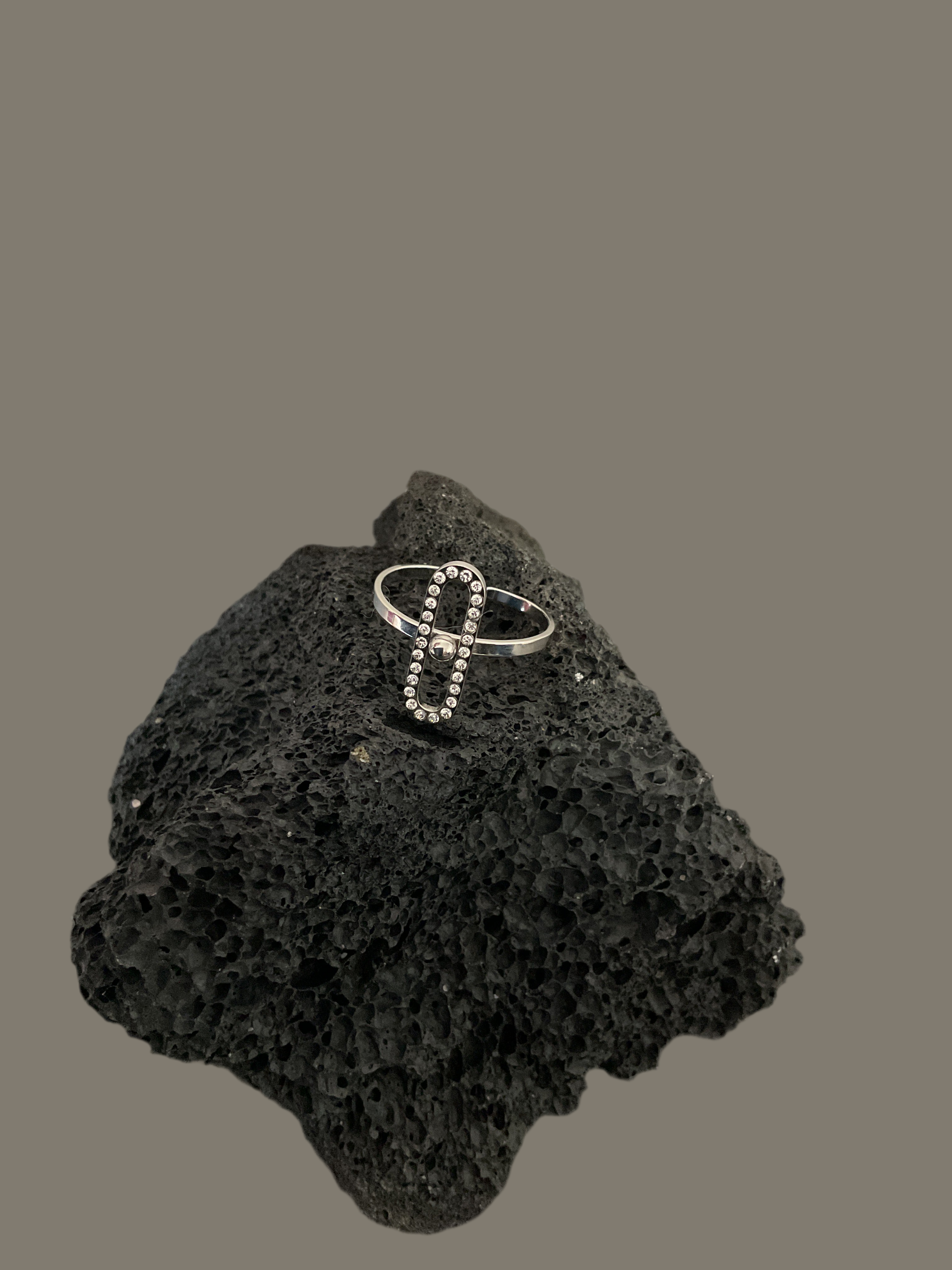 Bague argent et strass réglable
