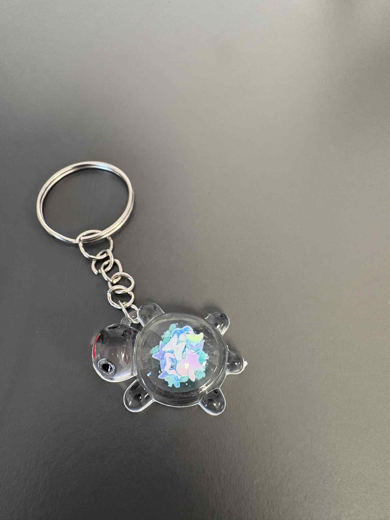 Mini porte clé tortue avec paillettes