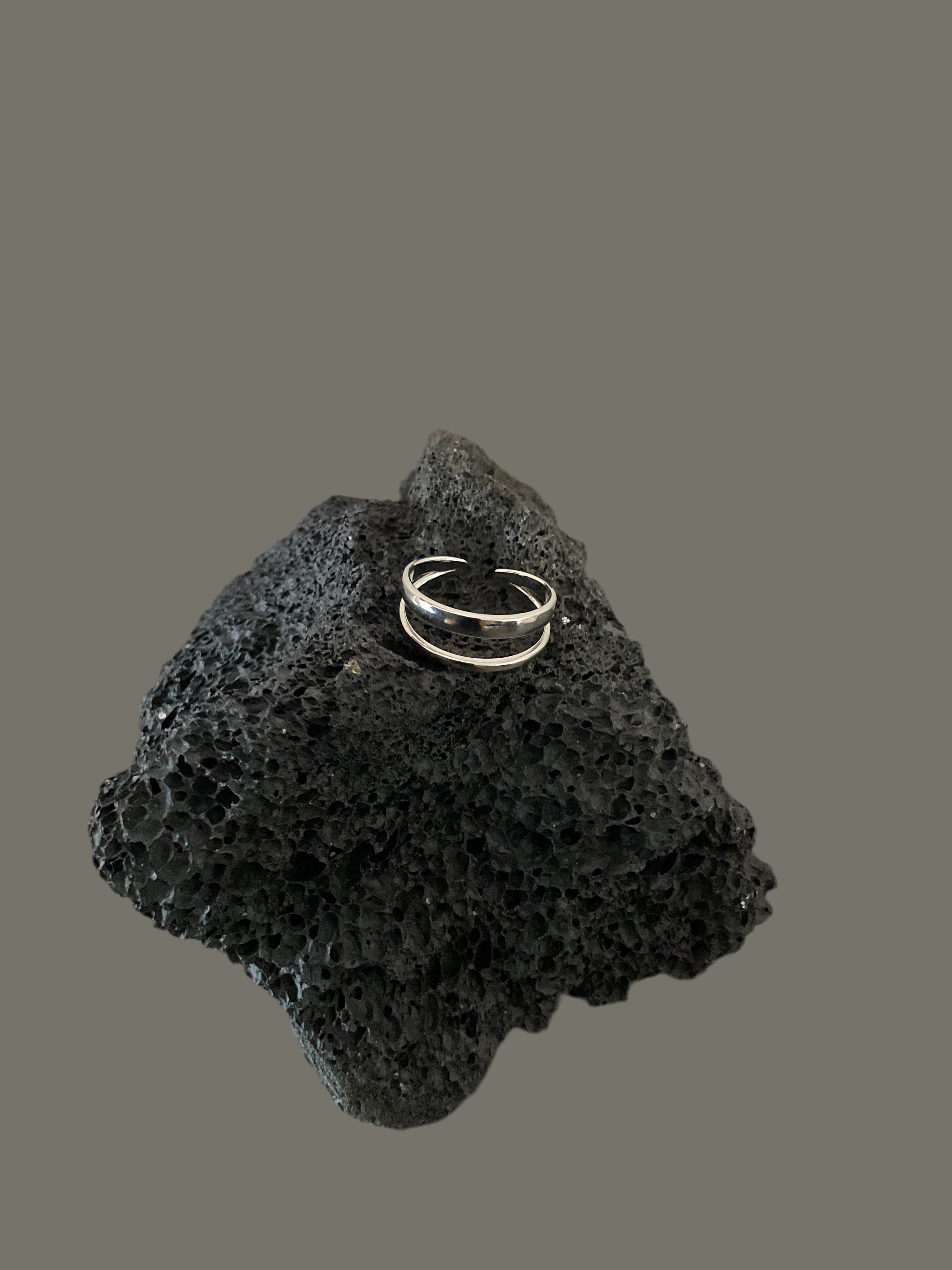Bague double rang argenté réglable