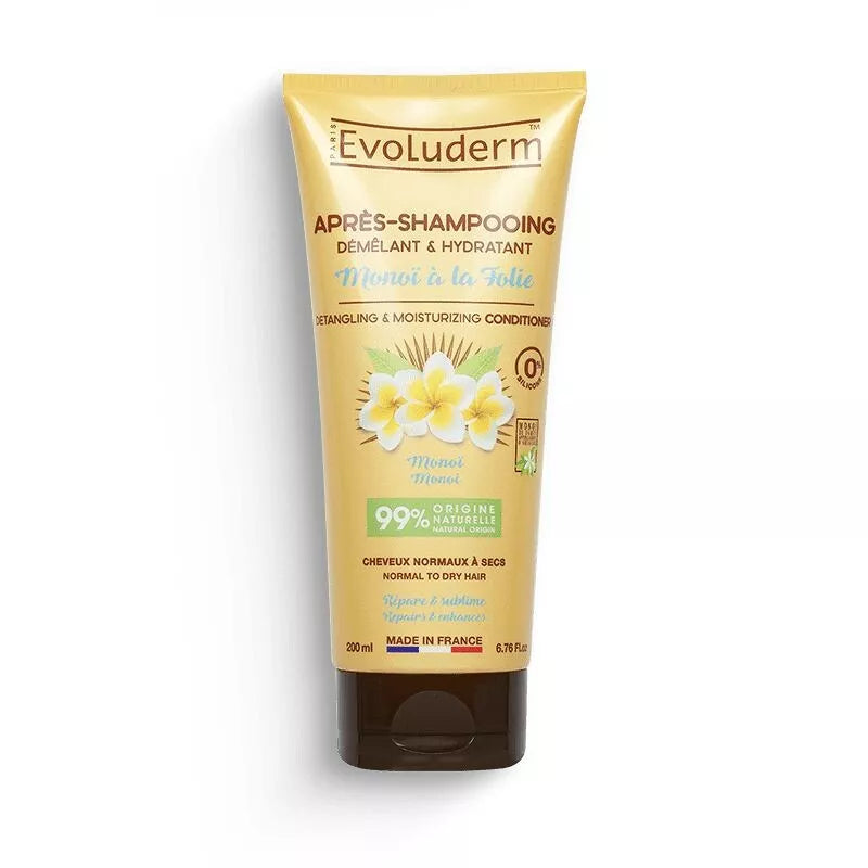 Après-Shampoing Démêlant & Hydratant Monoï à la Folie - 200ml - 99% d'Ingrédients d'Origine Naturelle