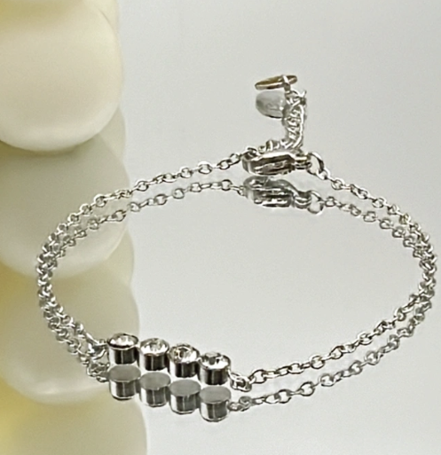 Bracelet barre strass argent