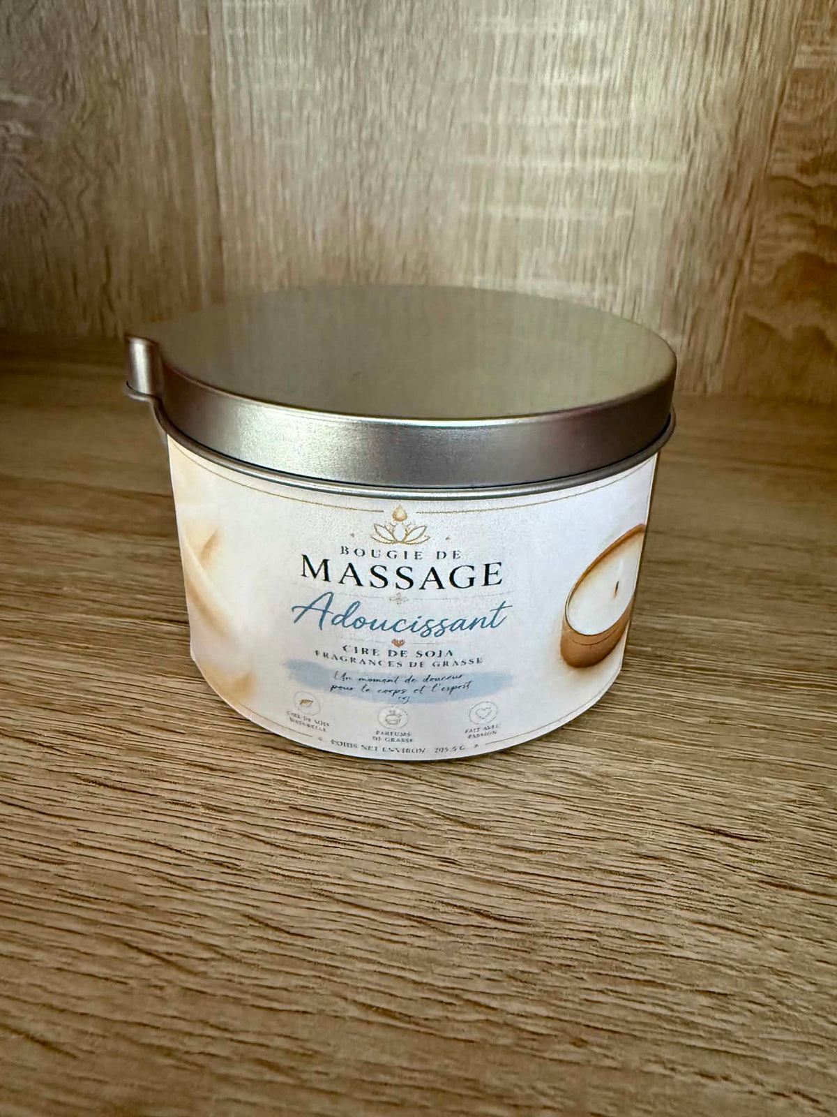Bougie de massage 2en1 ADOUCISSANT