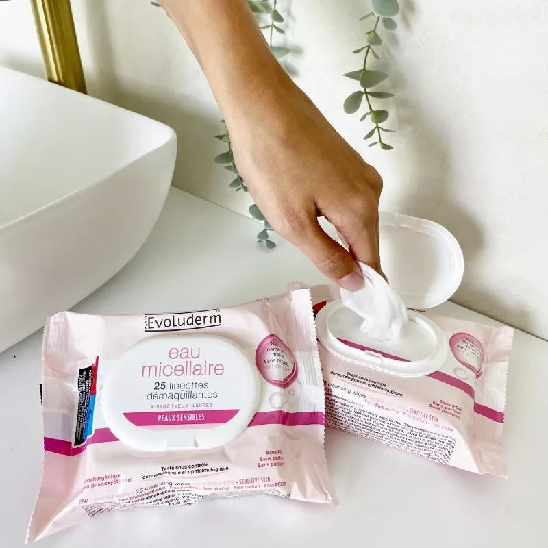 Lingettes Démaquillantes Eau Micellaire - 25 Lingettes - 97% d'Ingrédients d'Origine Naturelle