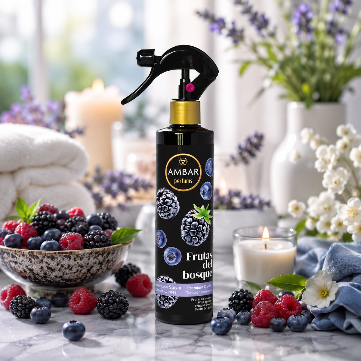 Spray Désodorisant d'Ambiance & Tissu Fruits des Bois 280ML - Ambar