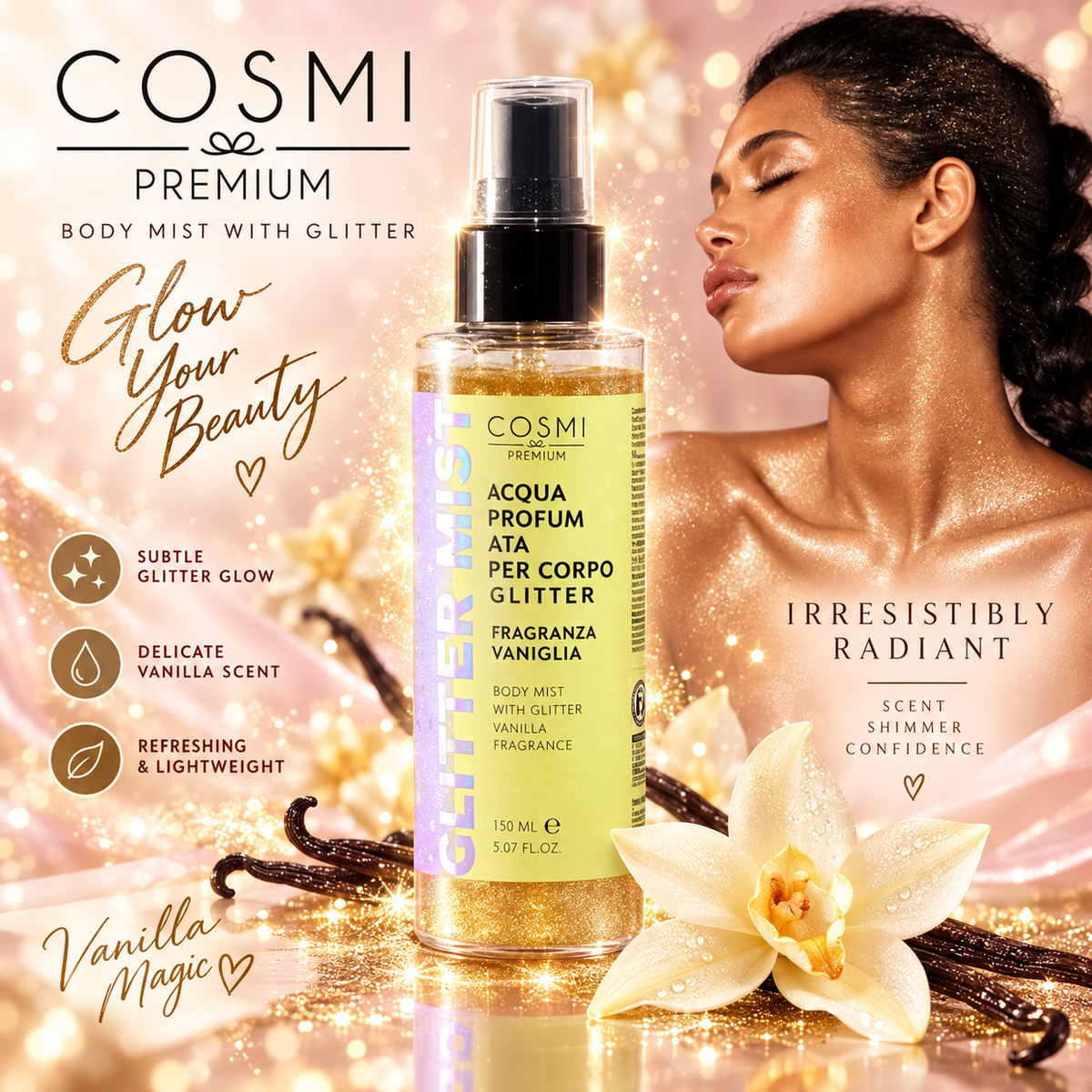 Brume Pailleté "Vanille Intense" 150ml -